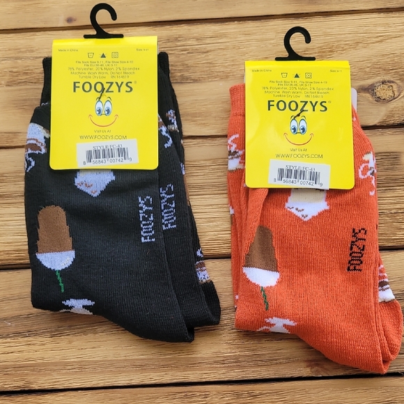 NWT Foozy Women's Coffee Women's Socks - Black and Burnt Orange 2 Pair Set - Picture 2 of 3